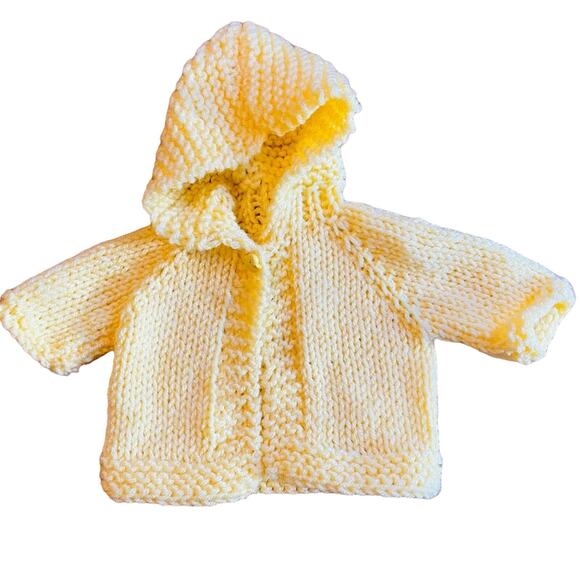 Handmade Knit Hoodie Sweater Doll Teddybear Duckie Button - Picture 1 of 5